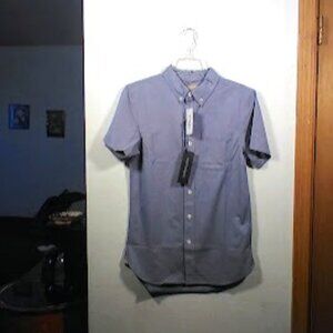Nifty Genius Mens Short Sleeve Truman Blue Button Down Shirt- Size XS - NWT
